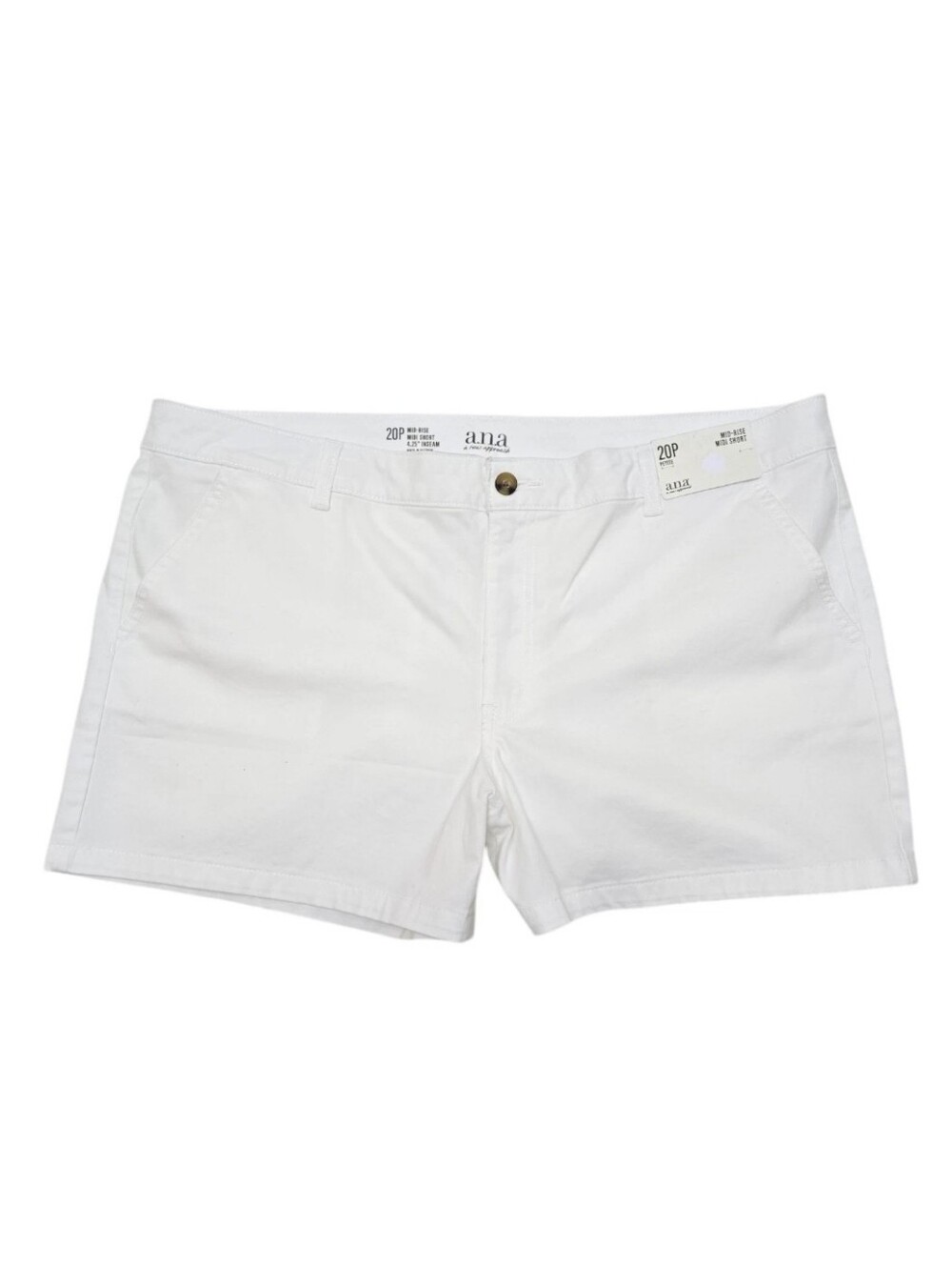 NWT Women's White Midi Chino Shorts 20P Mid Rise Casual Preppy Summer Pockets